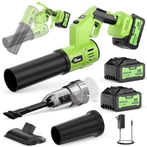 Leaf Blower Cordless with Battery & Charger, Brushless Motor Handheld Blower Turbo Jet with Rotatable Body, 2-Pack 20V Batteries & for Lawn, Car, Patio, Dust & Snow - Thumbnail 2