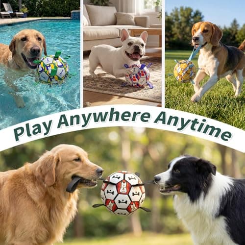 VOXGET Interactive Dog Ball Toys, 2026 Dog Soccer Ball with Thicken Straps for Small Medium Breeds Tug of War, Small Herding Balls with Pump for Puppy Dogs Outdoor Play Training (Black, 6 Inch) - Thumbnail 6