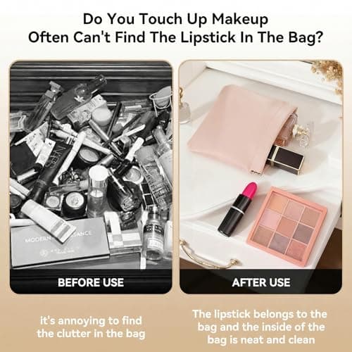 AUCCNT 4 PCS Small Makeup Bag for Purse, Mini Portable Cosmetic Pouch for Women, Coin Purse Lipstick Cosmetic Accessories Organizer, Travel Storage Pouch, Pink - Thumbnail 5