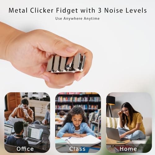 Fidget Toys Adults Metal Fidget Slider EDC Magnetic Haptic Fidget Clicker with 3 Noise Levels, Loud-Quieter-Quiet Fidget Toy for Adults Office Class, Magnetic Toys, Relief Stress and Anxiety - Thumbnail 3