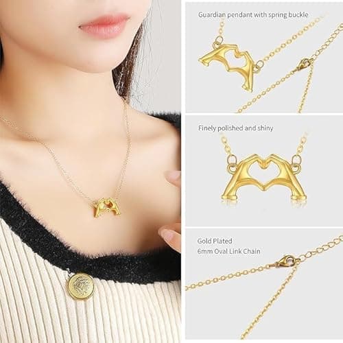 HBFKL 2PCS Necklace Outfits Jewelry Accessories Heart Hands Matching Necklaces for 2 Girl BFF Sister Inspired Merch Friendship Stuff Jewelry Gift for Music Lover - Thumbnail 3