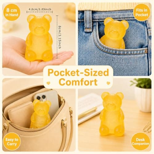 Zhgood Squishy Fidget Toys,Slow Rising Taba Bear Toys for Anxiety Stress Relief,Squishies Sensory Toy for Adults Kids Teens,Yellow Squeeze Toys for Classroom Prize, Birthday Gifts Party Favors - Thumbnail 4