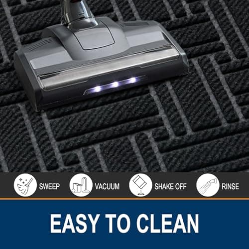 OLANLY Indoor Outdoor Mat, Sturdy Natural Rubber Floor Mat, Non Slip Low Profile Waterproof Doormat, and Stain Front Door Mats, Easy Clean Patio Entrance Mat, 48''x32'', Black - Thumbnail 5