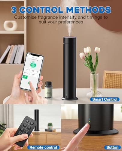 Waterless Scent Diffuser Starter Kit, 150mL Capacity Covers 1000 Sq Ft, Rechargeable Essential Oil Diffuser for Large Room, Home, Office, Hotel Scent Diffuser with 80 ml Scent Oil, 3 Control Modes - Thumbnail 4