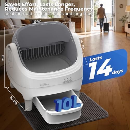 Self Cleaning Litter Box, Automatic Cat Litter Box-APP Control, Open-Design Electric Litter Box, Safety Anti-Pinch, Odor-Free Waste Disposal Includes Trash Bags, Suitable for Multiple Cats, White - Thumbnail 4