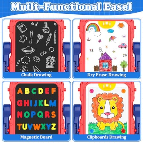 Chalk Board Easel for Kids Toys,Double-Sided Magnetic Kids Chalkboard and Dry Erase Boards,Toddler Toys for 3 Year Old Boy Gift,Art Easel Learning Educational Toy for 3 4 5 Years Old Boys Gift - Thumbnail 3