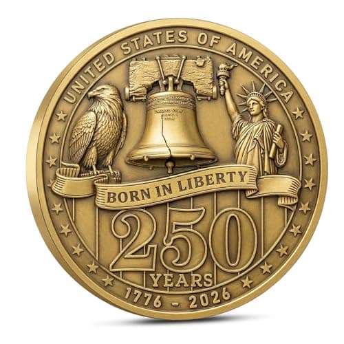Born in Liberty 250 Years Coin – United States 1776–2026 Anniversary Commemorative Coin, Liberty Bell & Declaration of Independence Design, Freedom and the American Spirit Coin - Image 1
