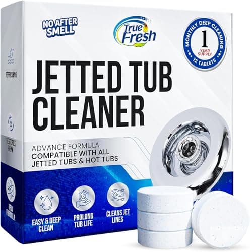 True Fresh Jetted Tub Cleaner Tablets – 12 Cleaning Tablets for Bathtub Jets & Spa Systems, Jet Tub Cleaner for Whirlpool Jets, Removes Scale & Residue, Hot Tub Jet Cleaner System, 1 Year Supply - Image 1