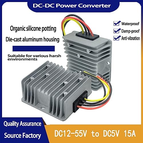 12V-55V to 5V 15A 75W Buck Converter USB Power Supply for Truck RV Dash Cam GPS Waterproof - Thumbnail 2