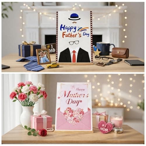 Happy Fathers Day Tabletop Decor, Reusable Wooden Centerpiece for Desk Shelf Mantel, Happy Father’s Day Wood Sign for Home Farmhouse Decor - Thumbnail 4