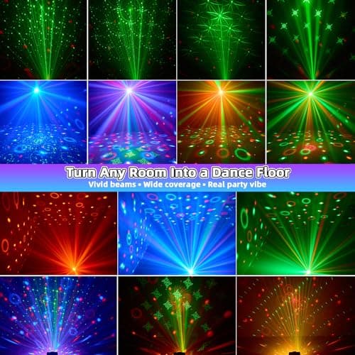 3-in-1 Disco Ball Party Lights, Sound Activated DJ Strobe Light with 60 Patterns, USB Powered Disco Light Projector for Room Decor, Glow Party Supplies, Birthday, Christmas, Halloween - Thumbnail 2