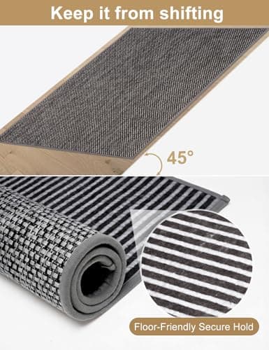 Indoor Door Mat 20"x32" - No Creases Entryway Mat, Low-Profile Dirt Trapper Front Door Mat for Inside Entrance, Non Slip Rubber Backing Inside Doormat for Entryway, Easy Clean Washable (Dark Gray) - Thumbnail 3