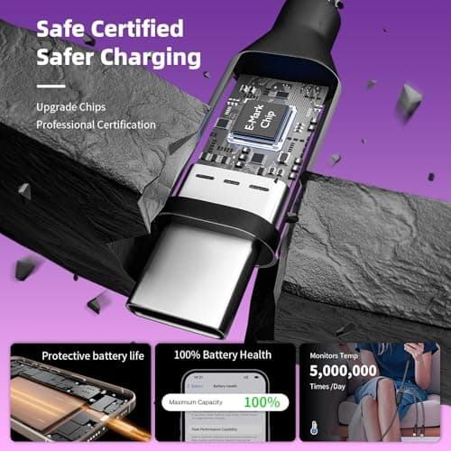 MPATIBY Multi Charging Cable,Dual Type-C Multiple Charger Cable,Nylon Braided 3 in 1 Multi USB Cable Charging Cord with IP/Type C Ports for Cell Phones/iPhone/Tablets/Galaxy & More-1Pack 5Ft - Thumbnail 6