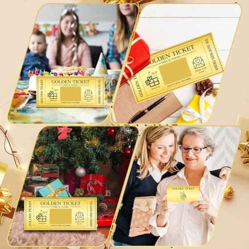 GEVOPREFRRED Golden Ticket with Envelopes, Scratch off Card Surprise Gift Reveal, Card as Perfect for Birthday Wedding Concert Ticket Cinema Voucher Raffle Gift - Thumbnail 5