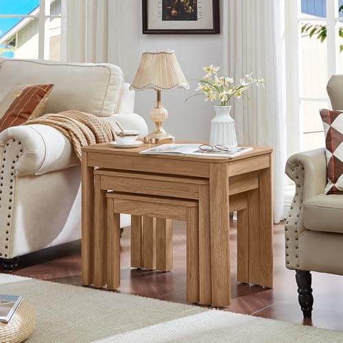 Joaxswe Farmhouse Nesting Tables Set of 3, Brown - Thumbnail 2