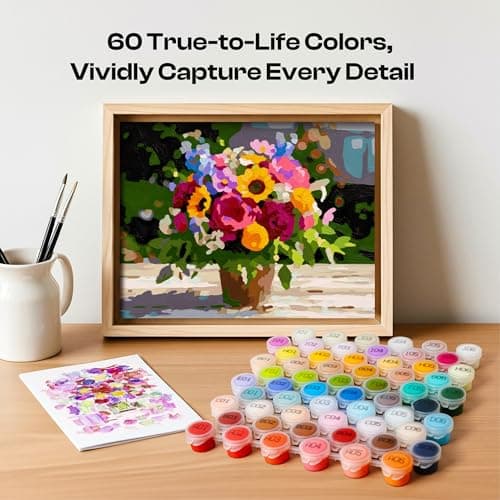 Caydo Custom Paint by Numbers Kit for Adults, Turn Your Photo into A4 Paint Templates via Included Customization Feature with 60-Color Acrylic Set and 3 Blank Canvases for Gift & Home Activity - Thumbnail 5