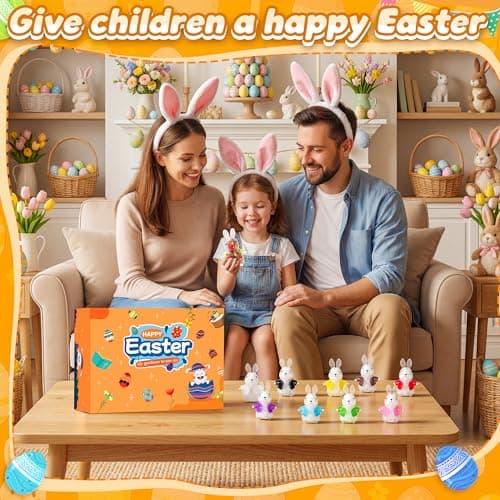 28PCS Easter Bunny Squishy Toys - Easter Basket Stuffers & Egg Fillers, Sensory Stress Relief Fidget Toys for Kids Adults - Colorful Party Favors Decorations - Thumbnail 5