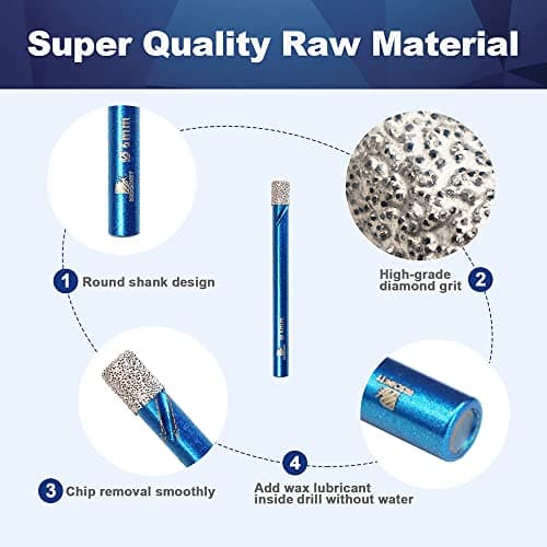 Diamond Tile Drill Bits 6mm - Diamond Point Cut - Hole Saw for Ceramic, Granite, Porcelain, Tile, Stoneware, Masonry, Marble, Masonry, Masonry, 5 Pieces - Thumbnail 6