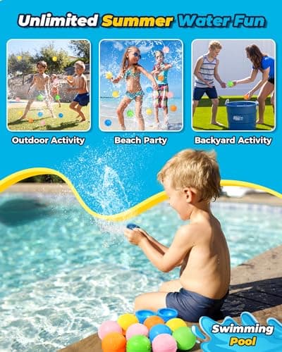 SOPPYCID 15PCS Reusable Water Balloons Quick Fill for Kids, Refillable Magnetic Water Balloons for Pool & Beach, Water Ball Toys for Summer Outdoor Games Outside Activities - Thumbnail 5