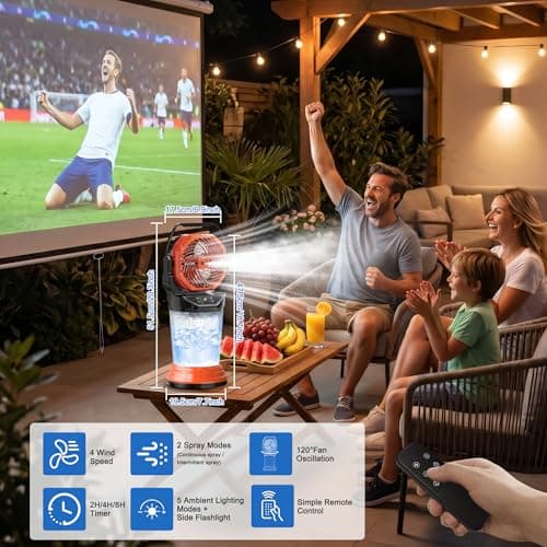 Jercoda Misting Fans for Outside with 2L Tank 30000mAh Rechargeable Battery - Thumbnail 5
