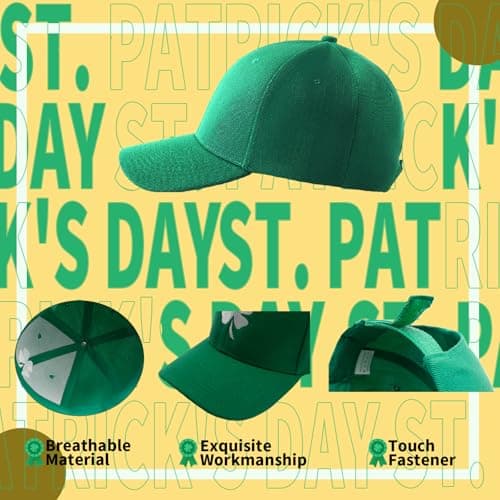 Oeyliz St Patricks Day Green Shamrock Hat Ireland Irish Men Women Clover Baseball Caps St Patrick's Day Baseball Cap - Thumbnail 4