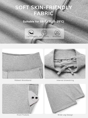 ATHMILE Wide Leg Sweatpants Women Baggy High Waist Cute Lounge Casual Pants Fall Winter Spring Clothes with Pockets Grey - Thumbnail 4