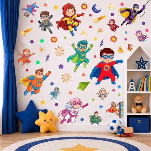 Hero Stickers Wall Decals, Superhero Posters Stickers wall for Kids Boys Toddler, 172 Piece UV PVC DIY Removable Reusable Stickers for Bedroom, Bathroom Nursery Classroom Decoration - Image 1