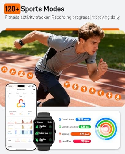 Smart Watches for Women Men, 2025 Smartwatch 1.85''Alexa Fitness Tracker Smart Watch Compatible for Android iPhone with Bluetooth Call (Answer/Make), 3ATM Waterproof Heart Rate/Sleep/SpO2 Monitor 120+ - Thumbnail 5