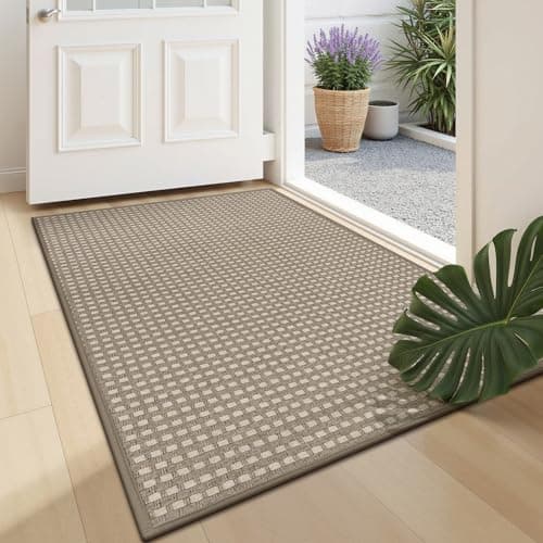 U'Artlines Door Mat 24"x36",Non Slip Rubber Backing Floor Mats, Absorbent Dirt Resistant Low-Profile Doormats, Front Door Mat for Indoor Outdoor Entry, Patio, Porch Brown