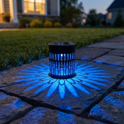 Solar Sunflower Projector Lights Outdoor, New Version Solar Mandala Light, 7 Color Changing Waterproof Wall Light Metal Fence Lights for Yard, Garden, Patio, Backyard Decoration, Multicolor, 2 Pack - Thumbnail 5