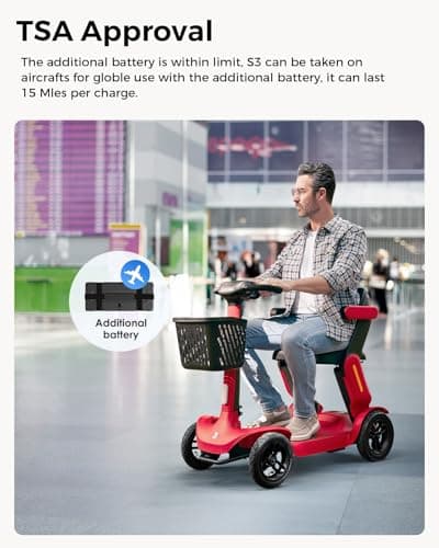 Paiseec Mobility Scooter S3 Pro 40 Miles, Airline Approved Mobility Scooter for Seniors, Intelligent Speed Control Foldable Mobility Scooters, 250W Powered All Terrain Mobility Scooters for Adults - Thumbnail 3