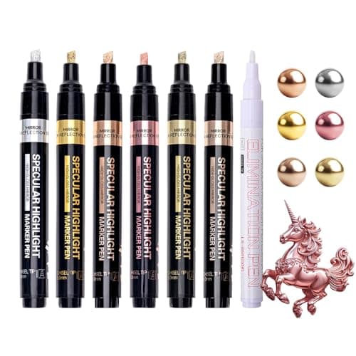 Resiners Metallic Markers, Chrome Paint Marker for Metal Model, Glass Coloring, Stroke, Painting, DIY Craft, Reflective Gloss, 2-5 mm Larger Application Area, Epoxy Resin Tools (6 Colors)