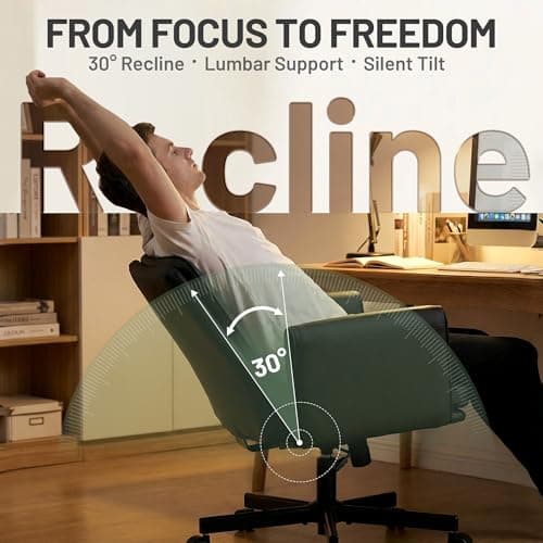 Hayelf Criss Cross Chair with Wheels - PU Leather Comfy Wide Seat Criss Cross Desk Office Chair with Armrests - Comfortable Swivel Rolling Tilting Vanity Chair with Back for Home Office Makeup Bedroom - Thumbnail 5