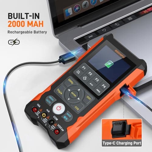 Handheld Oscilloscope Multimeter GOCHIFIX Waveform Generator 3 in 1 Automotive Oscilloscope 2 Channel 80Mhz Bandwidth 200Msps Sampling Rate Signal Generator Digital Oscilloscope Multimeter - Thumbnail 4