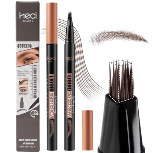 HECI BEAUTY Microblading Eyebrow Pen, 0.1mm Liquid Brow Pen for Natural Hair-Like Brows, Long-Lasting Smudge-Proof Brush Tip for Fluffy Feathered Brows, Dark Brown - Image 1