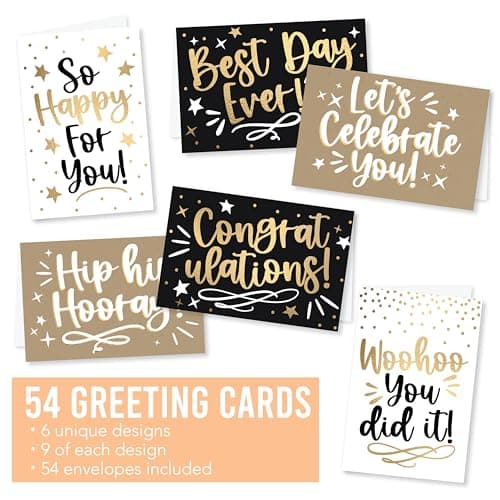 Hadley Designs Congratulations Cards with Envelopes -54 Graduation Cards 2026 Grad Card Bulk Congrats Card, Blank Greeting Notecard For Kindergarten Middle School & College Graduates, Designed in USA - Thumbnail 3