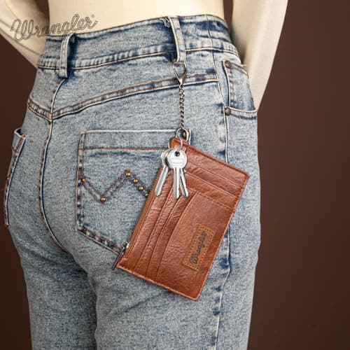 Montana West X Wrangler Credit Card Wallet RFID Card Holder for Women Card Case Wallet Slim Card Wallet with Keychain Wristlet Strap - Thumbnail 6