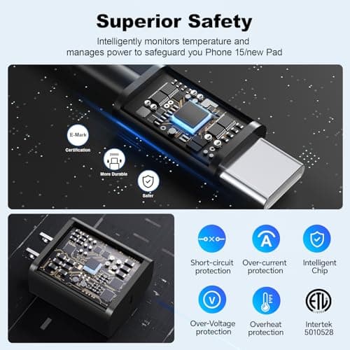 Compatible with iPhone 17 16 Charger Fast Charging,2 Pack USB C Charger Block,Type C Chagers with 6ft USB C Cable Compatible with iPhone 16/15/ Pro Max/Pro/Plus/Pad,Galay S25/S24/Plus/Ultra,Black/Pink - Thumbnail 3