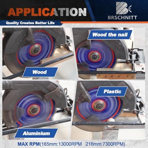 BRSCHNITT Aluminium Circular Saw Blade 6-1/2 in 60T with 4/5-5/8" Arbor, Carbide Tipped Cut Disc for Cutting Various Wood,Soft Metal,Copper,and Composite Materials - Thumbnail 5