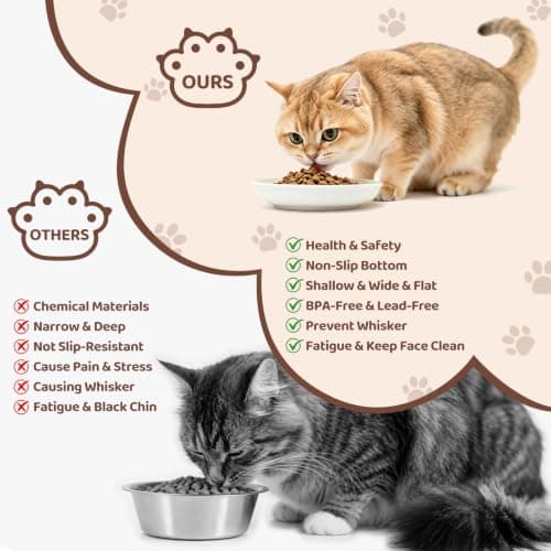 YINEYA 3 Pack Cat Food Bowls, Anti Whisker Fatigue Ceramic Cats Dishes Set - Thumbnail 6