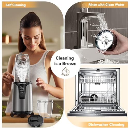 TECKNET 25000RPM Bullet Blender for Smoothies, 1000W Small Personal Nutri Blender for Protein Shakes and Smoothies, Coffee Mixer with 2 BPA-Free Cup (17oz & 10oz), Portable Countertop Grinder Kitchen - Thumbnail 4