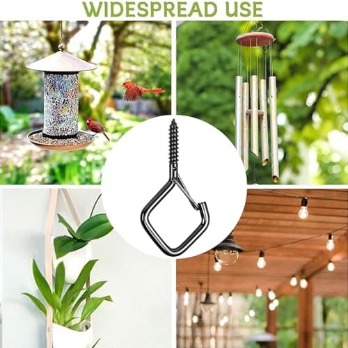 Emiluil 22 PCS Metal Black Eye Screw Hooks for Hanging Heavy Duty.Windproof Ceiling Hooks for Hanging Plants,Cup,Wind Chime,Bird Feeders,Christmas String Lights at Indoor&Outdoor 2.2 Inch - Thumbnail 6