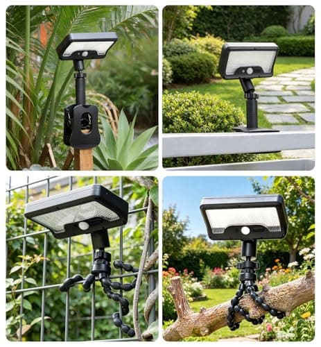 2 Pack Clip On Solar Lights Outdoor with Octopus Tripod, 3 Color Temps & Remote Control, Motion Sensor Fence Lights Solar Powered, IP65 Waterproof Security Light for Outside, Deck, Gutter, Camping - Thumbnail 4