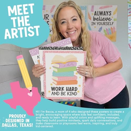 Welcome Sign for Classroom -13 Motivational Wall Decor for Classroom, Welcome Bulletin Board Set, Inspirational Posters, Positive Affirmations, Pastel Welcome Back to School Bulletin Board Decorations - Thumbnail 2