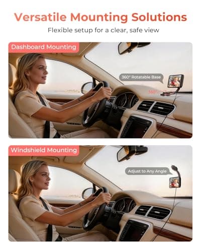 Wireless Baby Car Camera, Babyvue BV6 1080P HD Baby Car Monitor with Suction Cup Mount, 5.2" IPS Screen, Auto IR Night Vision, 3X Zoom, Easy Setup Car Seat Camera for Rear-Facing Baby Kids - Thumbnail 3