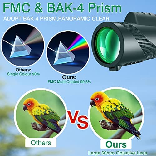 80x100 High-Power Binoculars Two-Piece Set with Phone Mount and Tripod, Featuring BAK4 Prisms and FMC-Coated Lenses Ideal for Hunting,Stargazing,Birdwatching,Wildlife Observation, Camping, and Hiking - Thumbnail 3