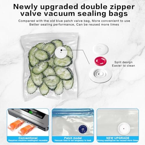 Handheld Vacuum Sealer for Food Powerful Vacuum Sealer Machine,Seal Meal Saver,Portable Food Sealer (Vacuum Sealer Machine + 20 Reusable Vacuum Bags） - Thumbnail 5
