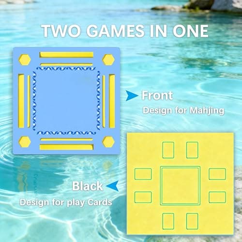 Floating Mahjong Table for Pool, 2-IN-1 Waterproof Floating Game Table for Mahjong Card Games Dominoes Poker, Adults Floating Board Pool Game Tray for Hot Tub Lake Beach Summer Pool Party Gift - Thumbnail 3