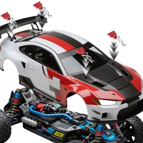 RC Car Body Clips Pins with Pull Tabs for 1/10 1/12 TRAXXAS Axial Redcat HPI Himoto HSP Exceed RC Truck Car Crawler Truck Buggy On Road Touring Racing Shell Replacement, 20-Pack (Red) - Thumbnail 3