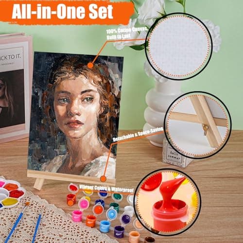 Orbixa Paint Party Kit for Adults & Kids – 8-Pack All-in-One Sip & Paint Set with Easels, Brushes, Acrylic Paints & 100% Cotton Canvas Boards – Perfect for Paint Nights, Group Events & Gifts - Thumbnail 5